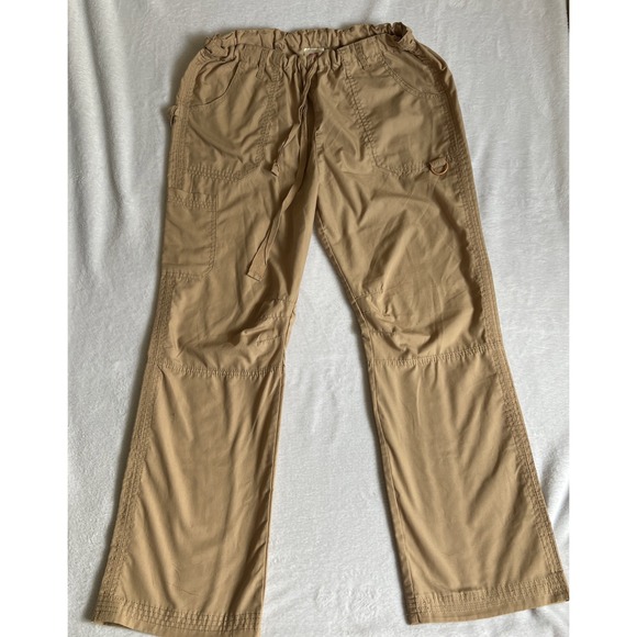 Just‎ love Women's Pants Relaxed Cargo Elastic Waist Tie Size Large Tan - Picture 2 of 10